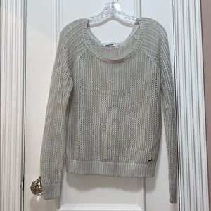 Crewneck knit sweater with silver thread